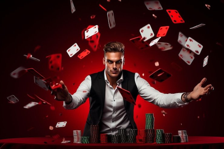 bet 2812 লাইভ টেবিল গেমসের ডিলার ও কার্ড টেবিলের দৃশ্য